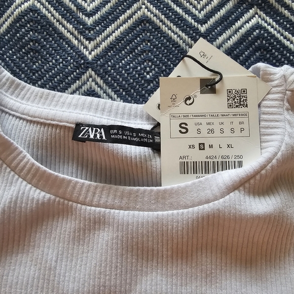 Zara Ribbed Cotton T-shirt - NWT - Small - Picture 8 of 11